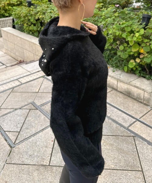 JENNE（ジェンヌ）の「パールフーディー（カーディガン/ボレロ・レディース・アイボリー/ブラック・SMALL/LARGE/MEDIUM）」の11枚目の写真