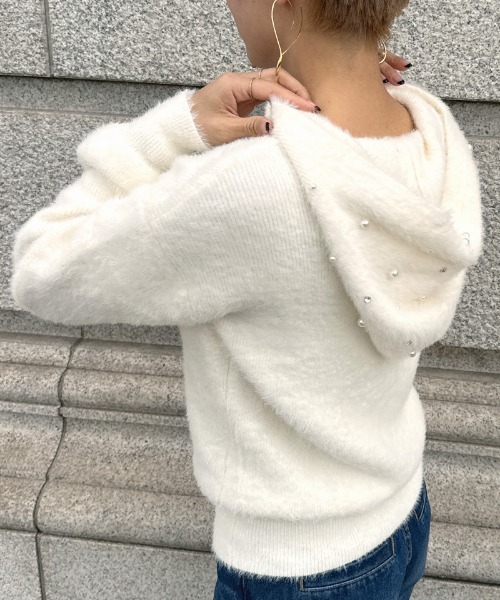 JENNE（ジェンヌ）の「パールフーディー（カーディガン/ボレロ・レディース・アイボリー/ブラック・SMALL/LARGE/MEDIUM）」の15枚目の写真