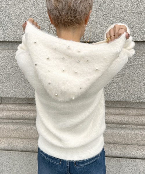 JENNE（ジェンヌ）の「パールフーディー（カーディガン/ボレロ・レディース・アイボリー/ブラック・SMALL/LARGE/MEDIUM）」の21枚目の写真