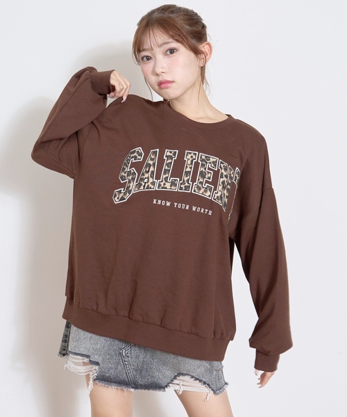 LOVETOXIC（ラブトキシック）の「【LTXC】柄ロゴアップリケルーズスウェット（スウェット・キッズ・ブラック/オフホワイト/ホワイト系その他/ブラウン・L:160cm/130cm/S:140cm/M:150cm）」の7枚目の写真