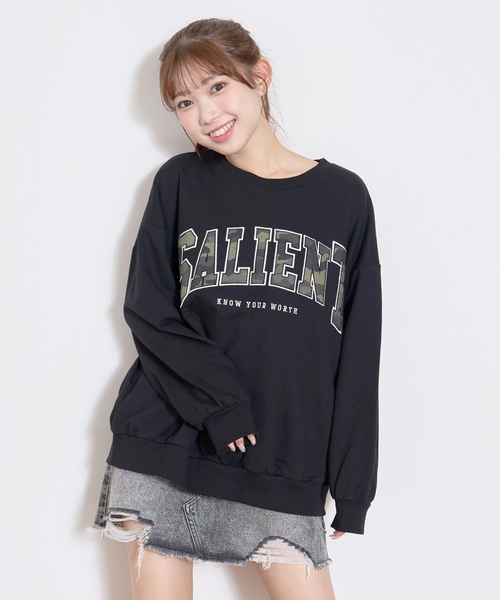 LOVETOXIC（ラブトキシック）の「【LTXC】柄ロゴアップリケルーズスウェット（スウェット・キッズ・ブラック/オフホワイト/ホワイト系その他/ブラウン・L:160cm/130cm/S:140cm/M:150cm）」の9枚目の写真