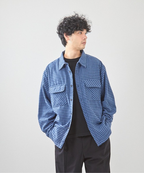 VIBGYOR（ヴィブジョー）の「裏フリースチェックシャツCPO(CN)（ブルゾン・メンズ・ホワイト/ブラウン/ベージュ/ネイビー/ブラック/ブルー・MEDIUM/LARGE）」の5枚目の写真