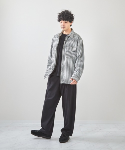 VIBGYOR（ヴィブジョー）の「裏フリースチェックシャツCPO(CN)（ブルゾン・メンズ・ホワイト/ブラウン/ベージュ/ネイビー/ブラック/ブルー・MEDIUM/LARGE）」の8枚目の写真