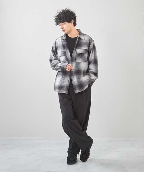 VIBGYOR（ヴィブジョー）の「裏フリースチェックシャツCPO(CN)（ブルゾン・メンズ・ホワイト/ブラウン/ベージュ/ネイビー/ブラック/ブルー・MEDIUM/LARGE）」の12枚目の写真