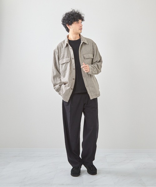 VIBGYOR（ヴィブジョー）の「裏フリースチェックシャツCPO(CN)（ブルゾン・メンズ・ホワイト/ブラウン/ベージュ/ネイビー/ブラック/ブルー・MEDIUM/LARGE）」の16枚目の写真