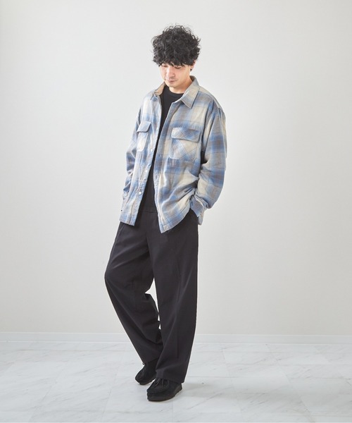 VIBGYOR（ヴィブジョー）の「裏フリースチェックシャツCPO(CN)（ブルゾン・メンズ・ホワイト/ブラウン/ベージュ/ネイビー/ブラック/ブルー・MEDIUM/LARGE）」の20枚目の写真