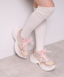 フラワー刺繍ラメスニーカー