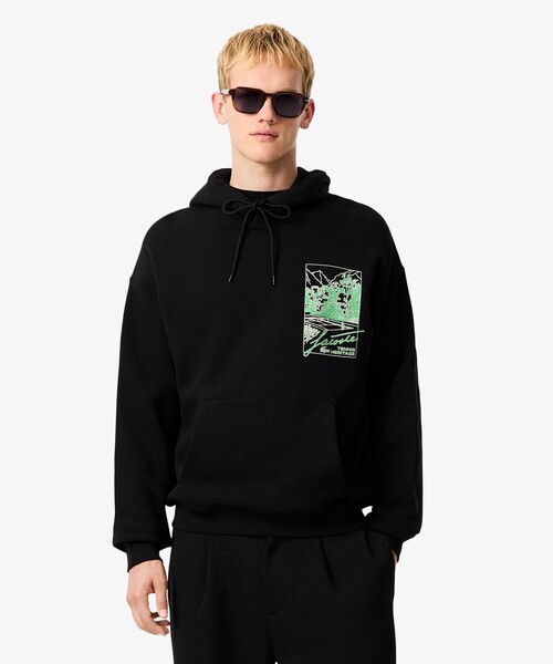 LACOSTE(ラコステ)の「テニスヘリテージプリントスウェットフーディー(パーカー・メンズ・ブラック・3/2/4/5)」の9枚目の写真