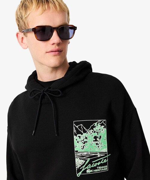 LACOSTE(ラコステ)の「テニスヘリテージプリントスウェットフーディー(パーカー・メンズ・ブラック・3/2/4/5)」の10枚目の写真