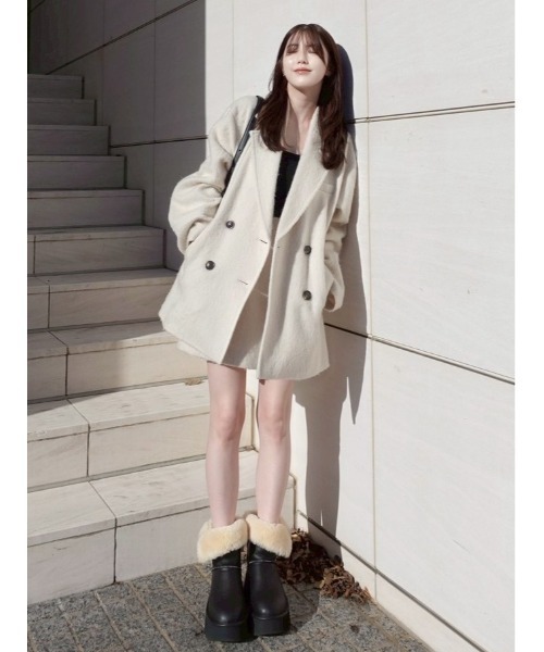 オーバーサイズウールシャギージャコット（テーラードジャケット