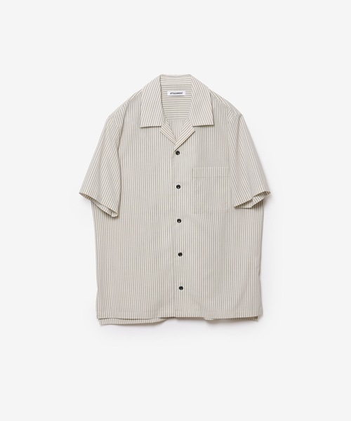 ATTACHMENT(アタッチメント)の「WO/PE ストライプ オープンカラー S/S SHIRT / WO/PE STRIPE OPEN COLLAR S/S SHIRT(シャツ/ブラウス・メンズ・ブルー/グレー/レッド・2/1/3)」の1枚目の写真