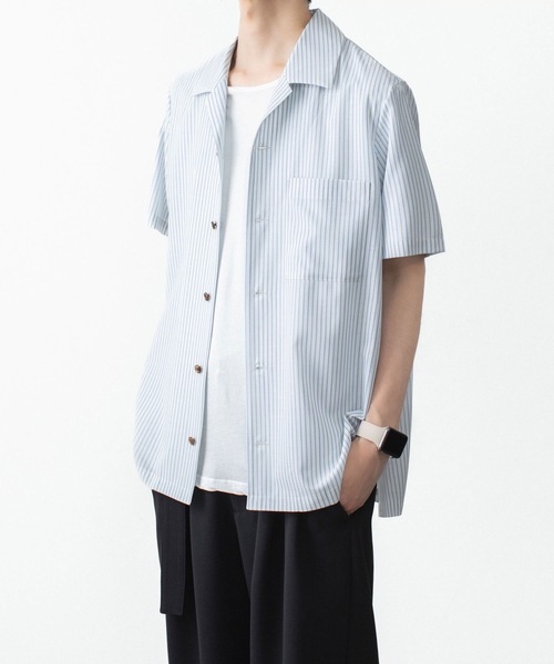 ATTACHMENT（アタッチメント）の「WO/PE ストライプ オープンカラー S/S SHIRT / WO/PE STRIPE OPEN COLLAR S/S SHIRT（シャツ/ブラウス・メンズ・ブルー/グレー/レッド・2/1/3）」の16枚目の写真