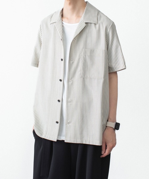 ATTACHMENT（アタッチメント）の「WO/PE ストライプ オープンカラー S/S SHIRT / WO/PE STRIPE OPEN COLLAR S/S SHIRT（シャツ/ブラウス・メンズ・ブルー/グレー/レッド・2/1/3）」の8枚目の写真