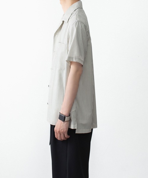 ATTACHMENT（アタッチメント）の「WO/PE ストライプ オープンカラー S/S SHIRT / WO/PE STRIPE OPEN COLLAR S/S SHIRT（シャツ/ブラウス・メンズ・ブルー/グレー/レッド・2/1/3）」の7枚目の写真