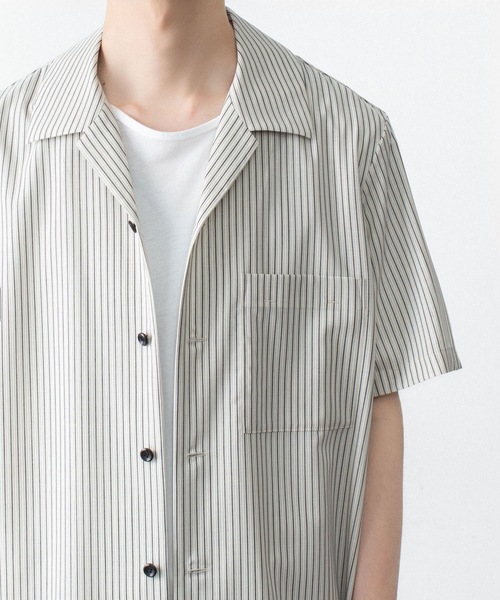 ATTACHMENT（アタッチメント）の「WO/PE ストライプ オープンカラー S/S SHIRT / WO/PE STRIPE OPEN COLLAR S/S SHIRT（シャツ/ブラウス・メンズ・ブルー/グレー/レッド・2/1/3）」の5枚目の写真