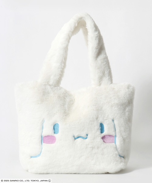 sanrio（サンリオ）の「sanrio（サンリオ）キャラクターフェイス フェイクファーミニトートバッグ レディース/シナモロール クロミ ハンギョドン マイメロディ（トートバッグ・レディース・ダークグレー/ピンク/ブルー/アイボリー・FREE）」の6枚目の写真