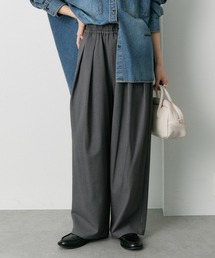 PUAL CE CIN | ウール混ウエストゴムツータックパンツ(スラックス)