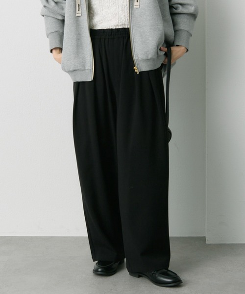ウール混ウエストゴムツータックパンツ（スラックス）｜PUAL CE CIN