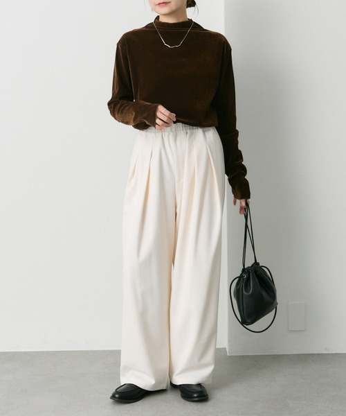 PUAL CE CIN(ピュアルセシン)の「ウール混ウエストゴムツータックパンツ(スラックス・レディース・グレー/ブラック/アイボリー・FREE)」の7枚目の写真