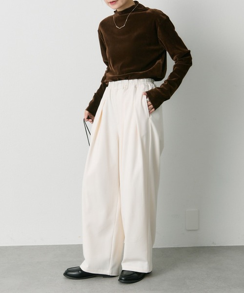 PUAL CE CIN(ピュアルセシン)の「ウール混ウエストゴムツータックパンツ(スラックス・レディース・グレー/ブラック/アイボリー・FREE)」の8枚目の写真