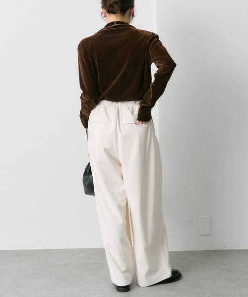 PUAL CE CIN(ピュアルセシン)の「ウール混ウエストゴムツータックパンツ(スラックス・レディース・グレー/ブラック/アイボリー・FREE)」の9枚目の写真