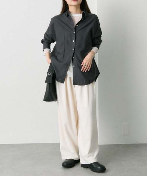 PUAL CE CIN(ピュアルセシン)の「ウール混ウエストゴムツータックパンツ(スラックス・レディース・グレー/ブラック/アイボリー・FREE)」の10枚目の写真