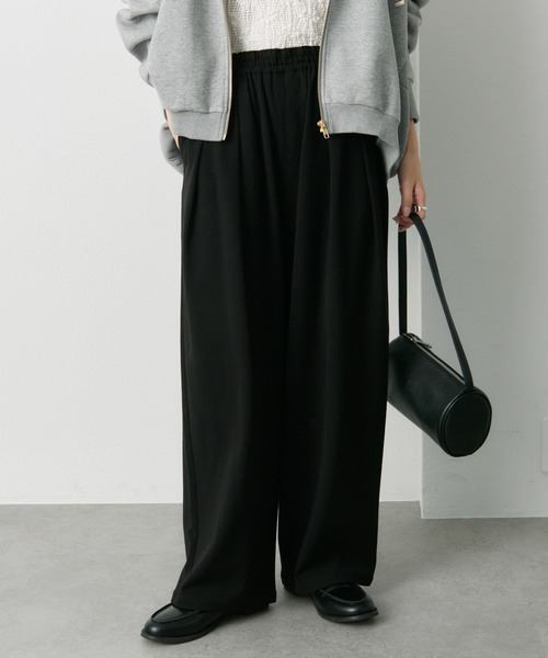 PUAL CE CIN(ピュアルセシン)の「ウール混ウエストゴムツータックパンツ(スラックス・レディース・グレー/ブラック/アイボリー・FREE)」の18枚目の写真