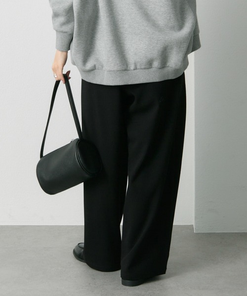 POSTELEGANT ポステレガント　ダークグレー ゴムウエスト スラックス POSTELEGANT ポステレガント ダークグレー ゴムウエスト スラックス
