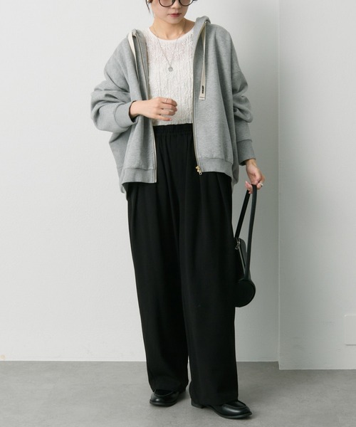 PUAL CE CIN(ピュアルセシン)の「ウール混ウエストゴムツータックパンツ(スラックス・レディース・グレー/ブラック/アイボリー・FREE)」の21枚目の写真