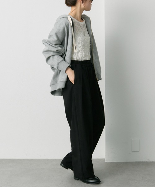 ウール混ウエストゴムツータックパンツ（スラックス）｜PUAL CE CIN