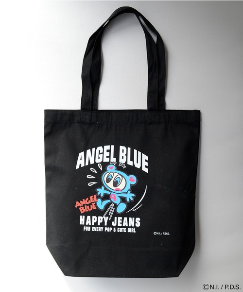 ANGEL BLUE(エンジェルブルー)の「エンジェルブルー トートバッグ HAPPYJEANS(トートバッグ・レディース・アイボリー系/ブラック系・ONE SIZE)」の1枚目の写真