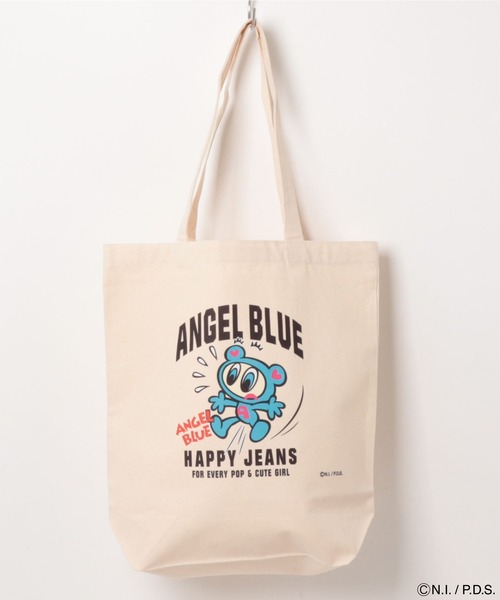 ANGEL BLUE(エンジェルブルー)の「エンジェルブルー トートバッグ HAPPYJEANS(トートバッグ・レディース・アイボリー系/ブラック系・ONE SIZE)」の2枚目の写真