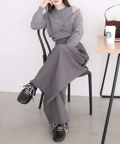 Reurie'(レウリィ)の「【2点セット】ノースリーブニット&カーディガンセット / 肌見せ 重ね着 レイヤード フェミニン シンプル オフィスカジュアル 韓国(アンサンブル・レディース・アイボリー/ベージュ/グレー・FREE)」の17枚目の写真