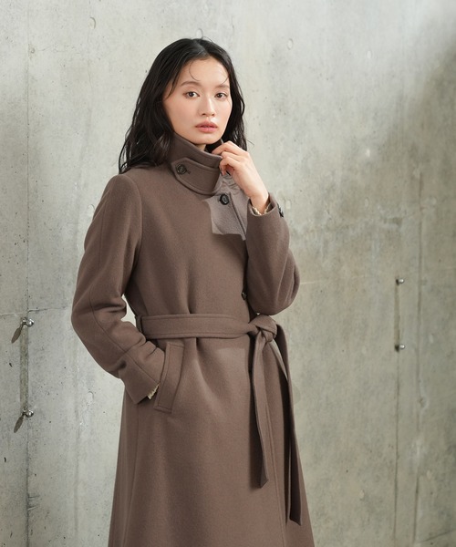 セール】(尾州プレミアムウール)ベルテットテーラードコート（トレンチ