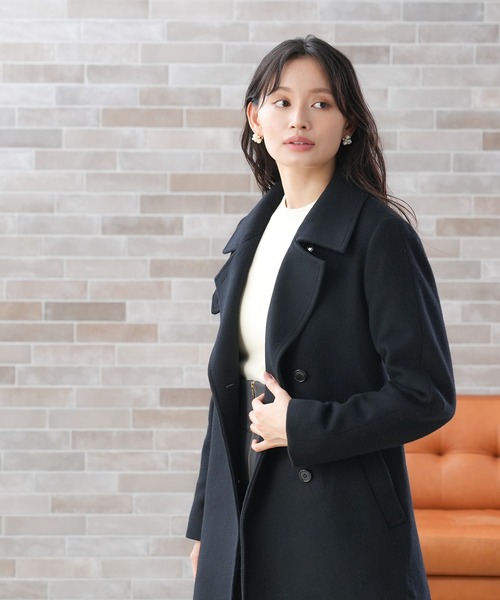 セール】(尾州プレミアムウール)ベルテットテーラードコート（トレンチ