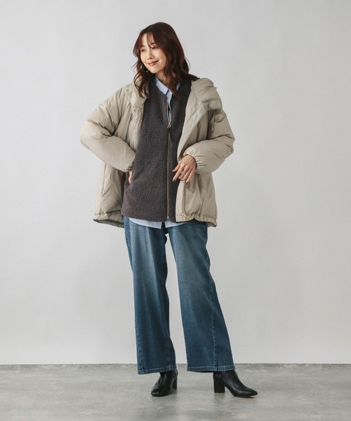 GLOBAL WORK（グローバルワーク）の「ボアライナーベスト/606693（ベスト・レディース・ベージュ/チャコールグレー・MEDIUM/LARGE）」の18枚目の写真