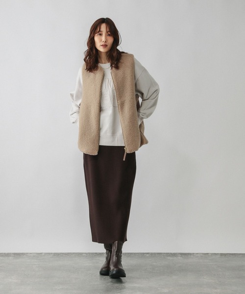 GLOBAL WORK（グローバルワーク）の「ボアライナーベスト/606693（ベスト・レディース・ベージュ/チャコールグレー・MEDIUM/LARGE）」の22枚目の写真