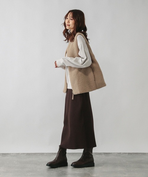 GLOBAL WORK（グローバルワーク）の「ボアライナーベスト/606693（ベスト・レディース・ベージュ/チャコールグレー・MEDIUM/LARGE）」の16枚目の写真