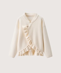 LA POMME petit(ラポミ・プチ)のElegant Frill Deco Coat(ノーカラーコート)