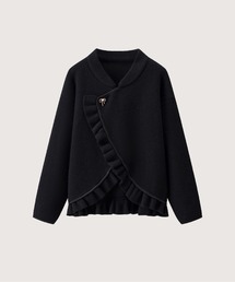 LA POMME petit（ラポミ・プチ）の「Elegant Frill Deco Coat（ノーカラーコート）」