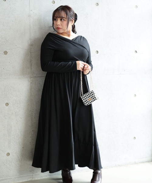 Ruwan yu(ルワンユー)の「2WAYカシュクールフレアワンピース【大きいサイズ対応】(ワンピース・レディース・ブラック・L/LL/3L/4L)」の5枚目の写真