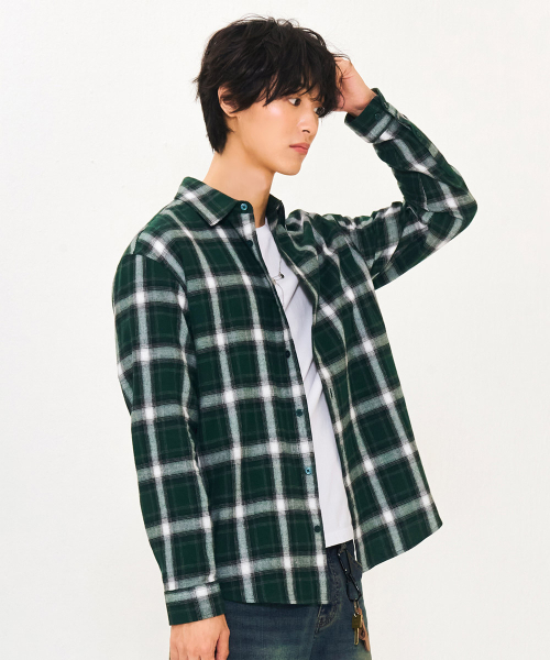 CHASECULT（チェイスカルト）の「男性フランネルシャドーチェックシャツ-グリーン（シャツ/ブラウス・メンズ・ダークグリーン・105/100/95）」の3枚目の写真