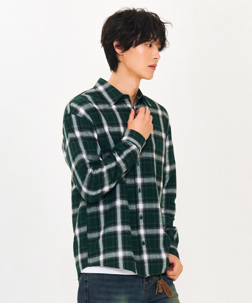CHASECULT（チェイスカルト）の「男性フランネルシャドーチェックシャツ-グリーン（シャツ/ブラウス・メンズ・ダークグリーン・105/100/95）」の5枚目の写真