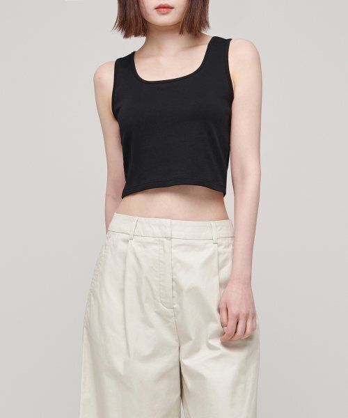 MUSINSA STANDARD WOMAN（ムシンサスタンダードウーマン）の「ウィメンズクロップタンクトップ[ブラック]（Tシャツ/カットソー・レディース・その他・SMALL/MEDIUM/LARGE/X-SMALL）」の3枚目の写真