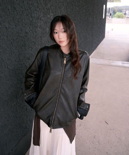 VTWO(ブイツー)の「8266 ウォッシュドレザー バイカージャケット (ダークブラウン)(ライダースジャケット・レディース・その他・LARGE/MEDIUM)」の5枚目の写真