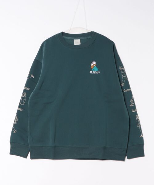 ８(eight)（エイト）の「裏起毛ワイドシルエットトレーナー（スウェット・メンズ・グリーン系その他/ホワイト/ブラック/ブラウン・LARGE/X-LARGE/MEDIUM）」の4枚目の写真