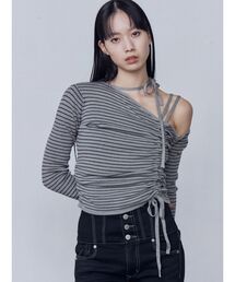 EMODA | アシンメトリーチョーカーギャザーニット(ニット/セーター)