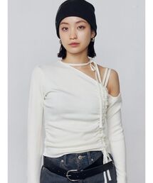 EMODA | アシンメトリーチョーカーギャザーニット(ニット/セーター)