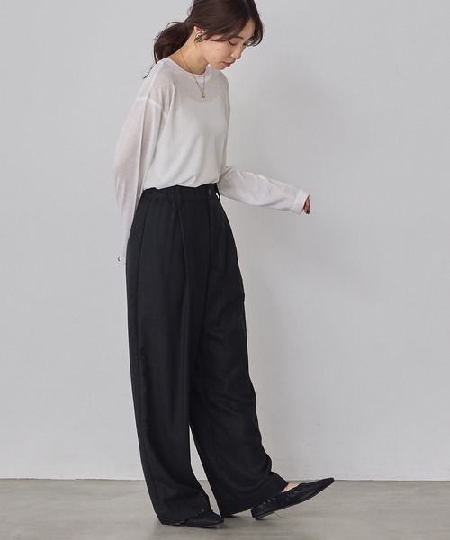 hunch(ハンチ)の「シアーワッフル リラクシー 長袖Tシャツ(Tシャツ/カットソー・レディース・オフホワイト/ブラック/ピンクベージュ/ペールイエロー・FREE)」の8枚目の写真