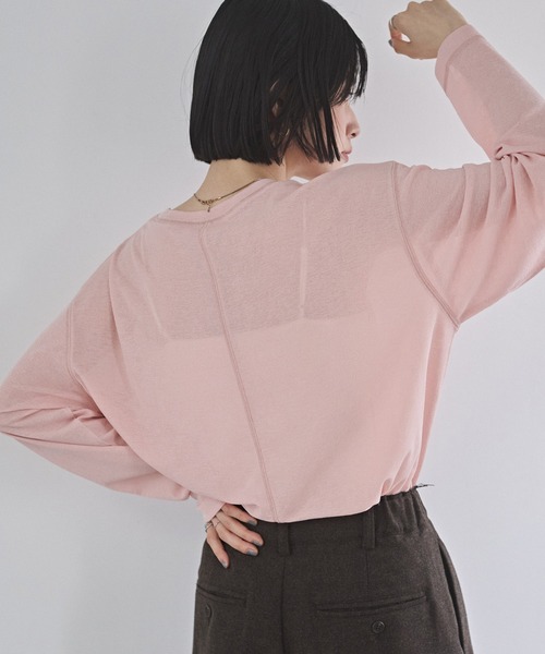 hunch(ハンチ)の「シアーワッフル リラクシー 長袖Tシャツ(Tシャツ/カットソー・レディース・オフホワイト/ブラック/ピンクベージュ/ペールイエロー・FREE)」の18枚目の写真
